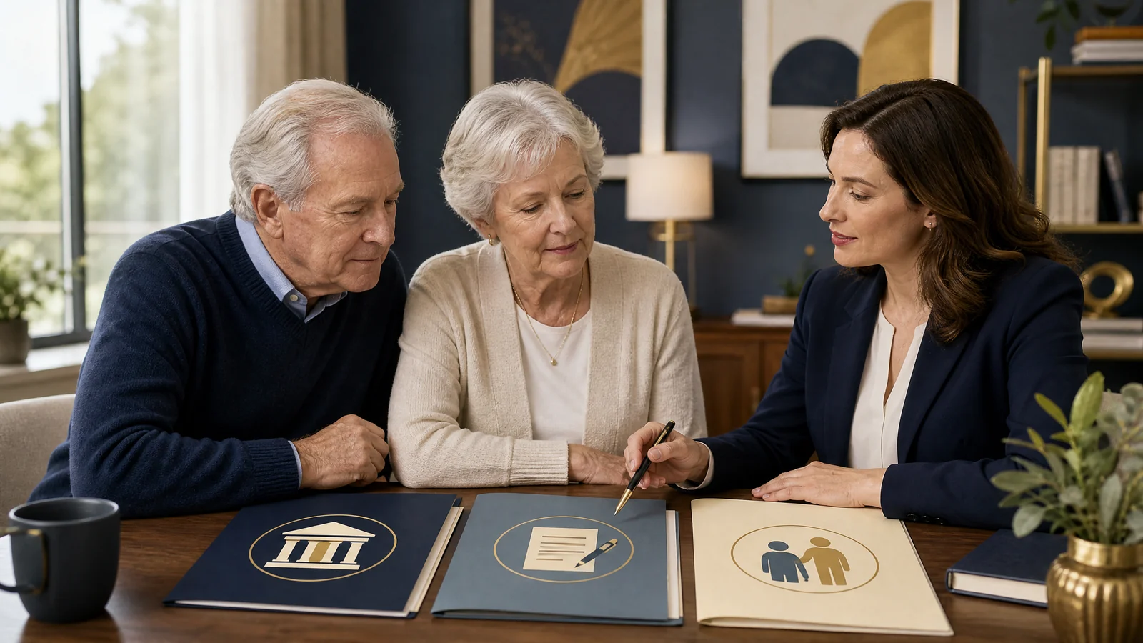 Family and professional reviewing the difference between guardianship, power of attorney, and administrative support