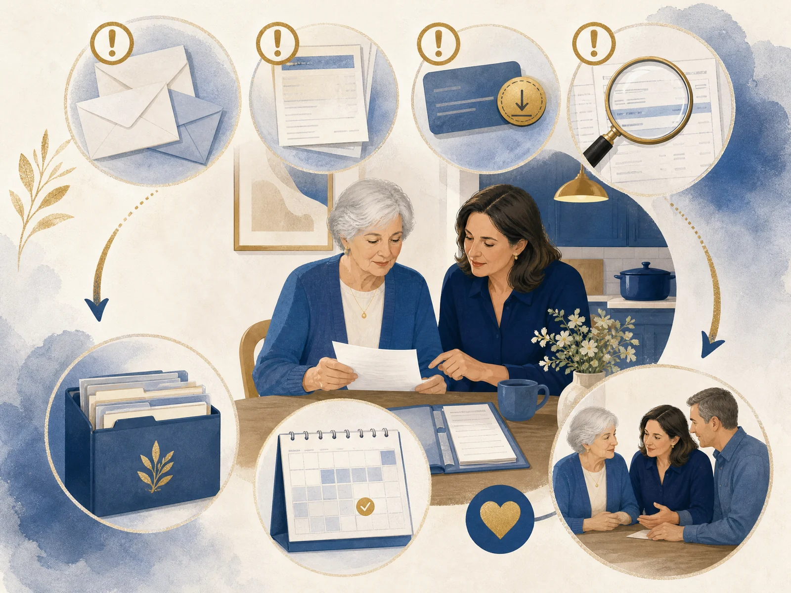Warning signs and supportive next steps in a senior family financial review